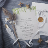 Willow Tree Rustic Greenery Modern QR Code Wedding 招待状