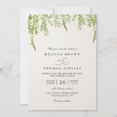 Willow Tree Rustic Greenery Modern QR Code Wedding 招待状 (正面)