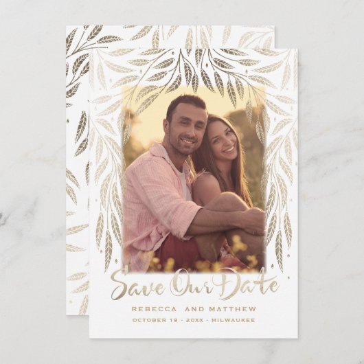 Willowsの下で、写真Save the Date招待状 セーブザデート (正面/裏面)