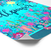 Willpowerおもしろいスタイリッシュフローラブルー感動的 ポスター (角)