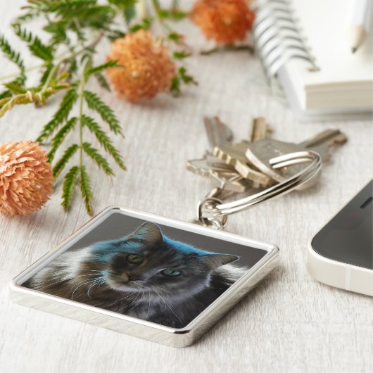 Willy Boy Majestic Long-Haired Grey Cat キーホルダー (側面)