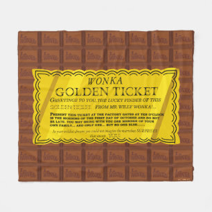 Willy Wonka Golden Ticket フリースブランケット