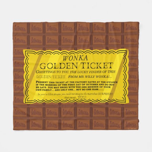 Willy Wonka Golden Ticket フリースブランケット (正面(横))