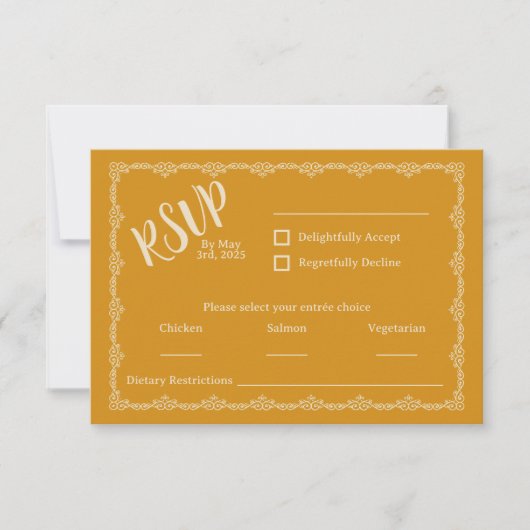 Willy Yours 素朴 Boho Wedding RSVPカード (正面)