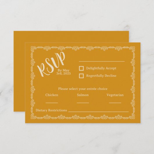 Willy Yours 素朴 Boho Wedding RSVPカード (正面/裏面)