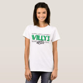Willys 4WDの緑の女性 Tシャツ (正面フル)