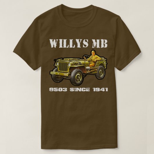 Willys MB G503軍隊オフロード第2次世界大戦 Tシャツ (デザイン正面)