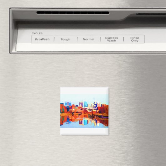 Wilmington Delaware Skyline by Jon Baran マグネット (インサイチュ (食洗機))