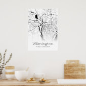 Wilmington Map – ノースカロライナ州 – 市内地図ポスター ポスター (キッチン)