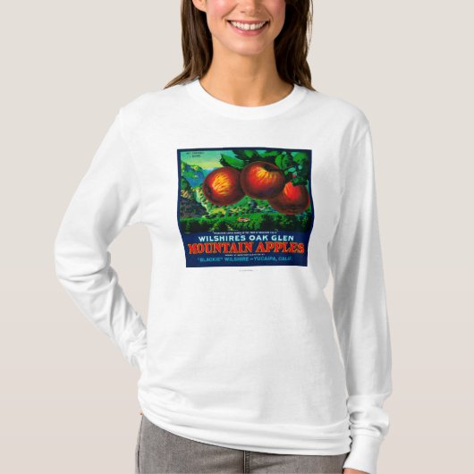 Wilshireのカシの谷間のAppleの木枠のラベル Tシャツ (正面)