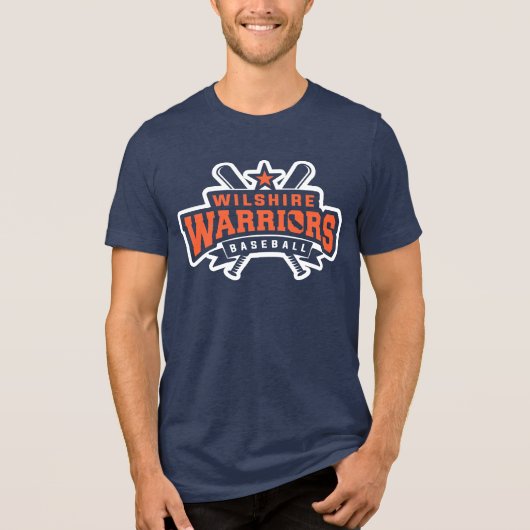 Wilshire Warriors Baseball League White Logo トライブレンドＴシャツ (正面)