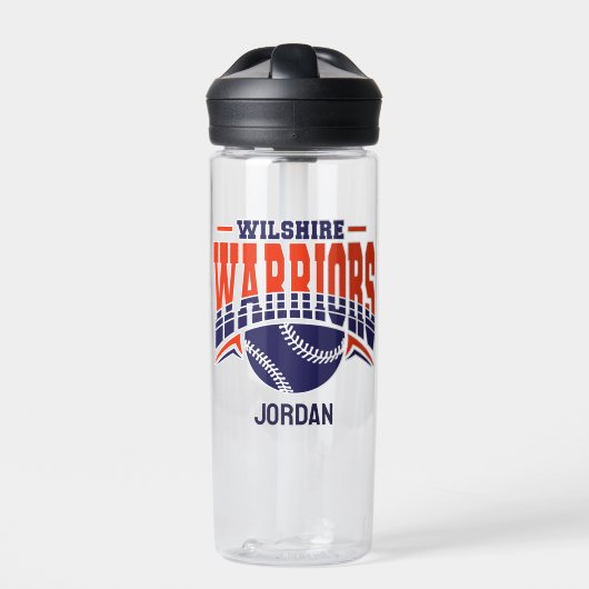 Wilshire Warriors Navy Baseball Logo ウォーターボトル (正面)