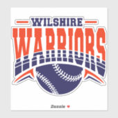 Wilshire Warriors Navy Baseball Logo シール (シート)