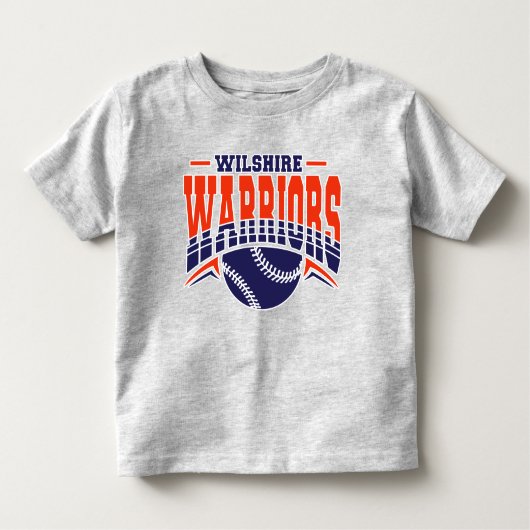 Wilshire Warriors Navy Baseball Logo トドラーTシャツ (正面)