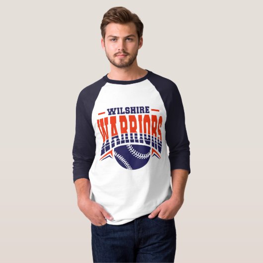 Wilshire Warriors Navy Baseball Logo Tシャツ (正面フル)