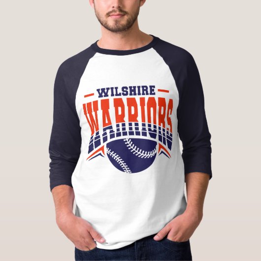 Wilshire Warriors Navy Baseball Logo Tシャツ (正面)