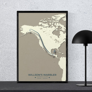 Wilson’s Warbler Migration Map – Minimalist ポスター