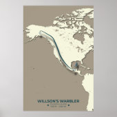 Wilson's Warbler 渡り鳥マップ – ミニマリスト ポスター (正面)