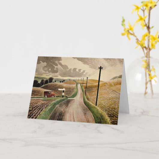 Wiltshire Landscape、Eric Ravilious art カード (黄色い花)