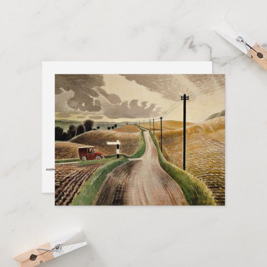 Wiltshire Landscape、Eric Ravilious art カード (正面/裏面インサイチュ)