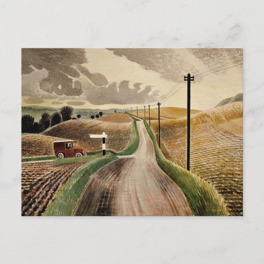 Wiltshire Landscape、Eric Ravilious art ポストカード (正面)