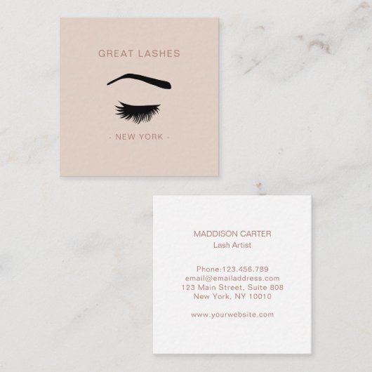 Wimpern Augenbrauen Visitenkarte スクエア名刺 (正面/裏面)