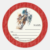 Win Place Show Derby Red Name ラウンドシール (正面)