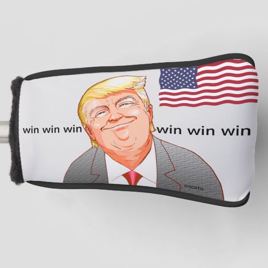 win win win。笑顔が素敵な”ドナルドトランプ” ゴルフヘッドカバー (正面)