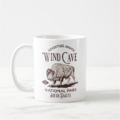 Wind Cave Wilderness Vintage Bison Print コーヒーマグカップ (左)