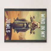 Wind in My Jowls :バイクに乗るブルドッグ ジグソーパズル (横)