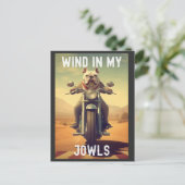 Wind in My Jowls :バイクに乗るブルドッグ ポストカード (スタンド正面)