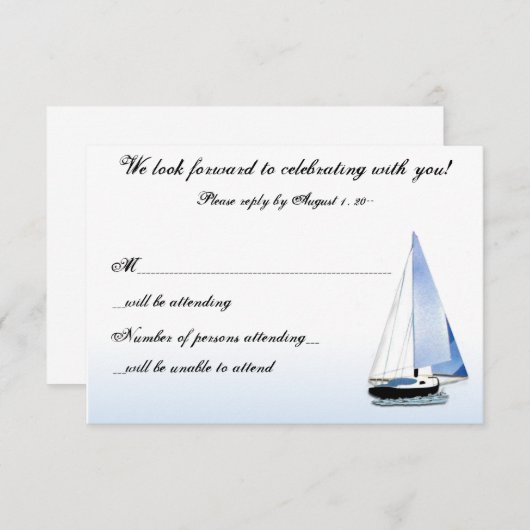 WIND IN MY SAIL SAILBOATセーリングRSVP返信メモ 出欠カード (正面/裏面)