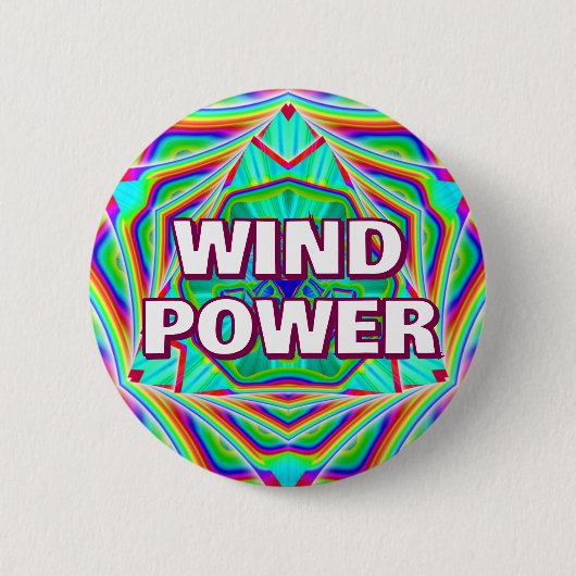 WIND POWER （単語を変更できる） 缶バッジ (正面)