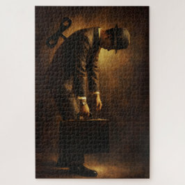 Wind-Up Office Man Surreal Routine Grind Oil Paint ジグソーパズル