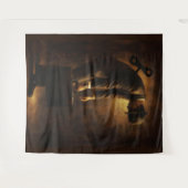 Wind-Up Office Man Surreal Routine Grind Oil Paint タペストリー (正面(横))