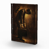 Wind-Up Office Man Surreal Routine Grind Oil Paint フォトブロック (右)