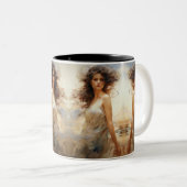 Windblown美しい：表情豊かな水色 ツートーンマグカップ (正面右)