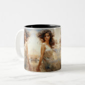 Windblown美しい：表情豊かな水色 ツートーンマグカップ (正面左)