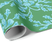 Winding Peony Woodcut in Green and Aqua ラッピングペーパー (ロールコーナー)