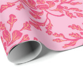 Winding Peony Woodcut in Pink and Orange ラッピングペーパー (ロールコーナー)