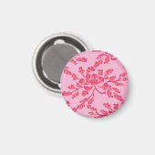 Winding Peony Woodcut in Pink and Orange Magnet マグネット (正面/裏面)