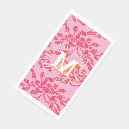Winding Peony Woodcut Pink + Orange Personalized (コーナー)