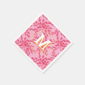 Winding Peony Woodcut Pink + Orange Personalized スタンダードカクテルナプキン (角)