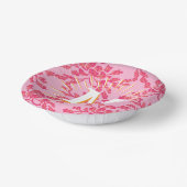 Winding Peony Woodcut Pink + Orange Personalized ペーパーボウル (傾斜あり)