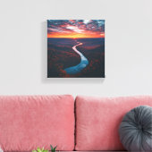 Winding River Through Autumn Forest キャンバスプリント (インサイチュ (リビング))