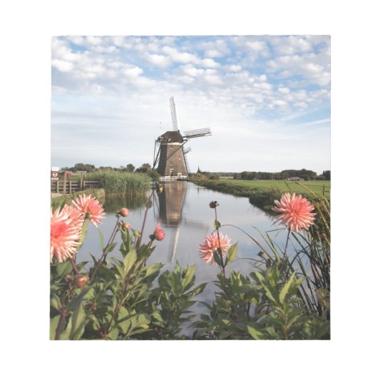 Windmill and flowers in Holland memo notepad ノートパッド (正面)