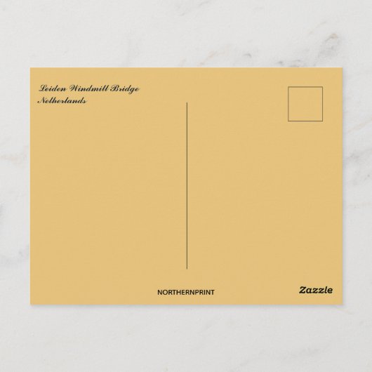Windmill and Leiden Windmill Bridge Netherlands ポストカード (裏面)
