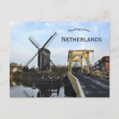 Windmill and Leiden Windmill Bridge Netherlands ポストカード (正面)