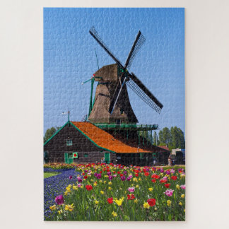Windmill Netherlands Tulip Garden Europe ジグソーパズル