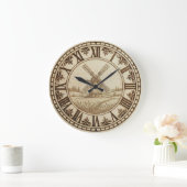 Windmill Wall Clock – Rustic Wood-Burned Style ラージ壁時計 (ホーム)